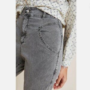 Anthropologie Amadi High-Rise Slim Straight Utility Pants Carbo Dark Wash | Med